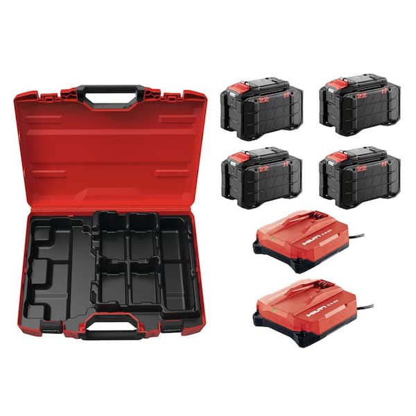 22V NURON B22 290 Battery Combo Accessory Kit w/ (4) Lithium-Ion Batteries, (2) Chargers, and Case