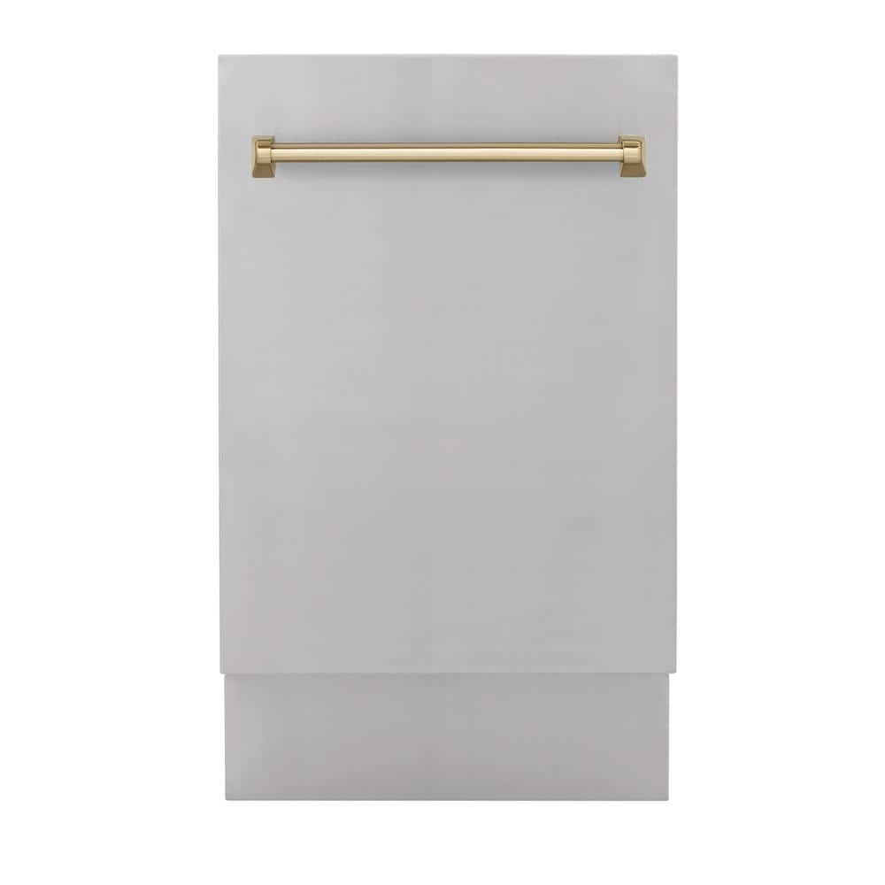 Autograph Edition 18 in. Top Control 8-Cycle Tall Tub Dishwasher with 3rd Rack in Stainless Steel &amp; Champagne Bronze