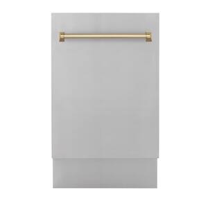 Autograph Edition 18" Compact 3rd Rack Top Control Dishwasher 51dBa in Stainless Steel with Champagne Bronze Handle