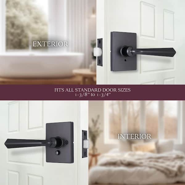 Wilshire Gun Metal Privacy Bed/Bath Door Lever with Rectangle Rose
