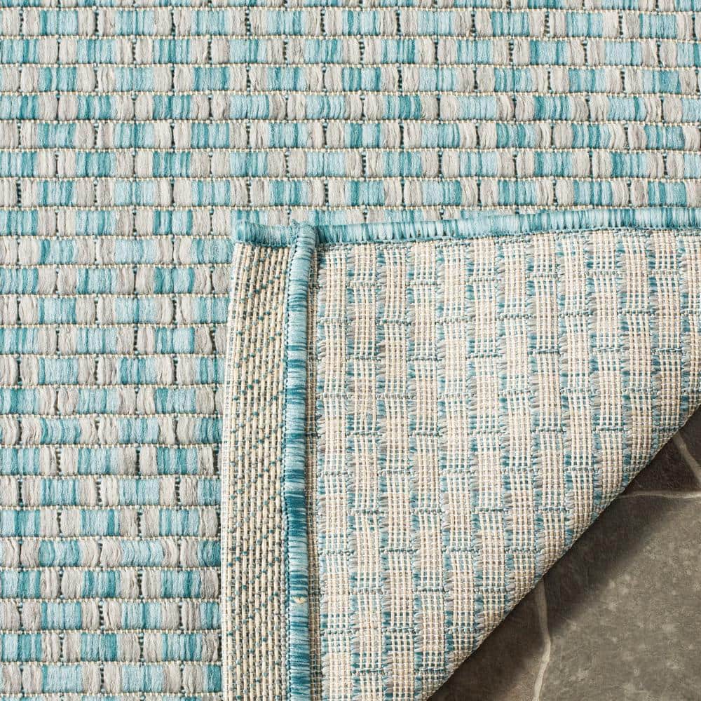 Light Blue and Grey Rectangular Synthetic Outdoor Area Rug