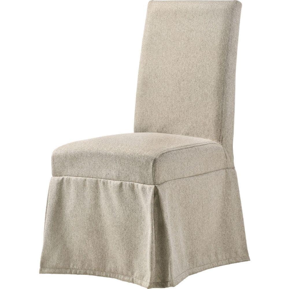 Benjara Beige Modern Rubberwood Fabric Skirted Dining Chair BM280304 The Home Depot