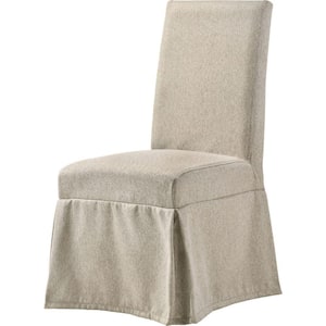 Beige Modern Rubberwood Fabric Skirted Dining Chair