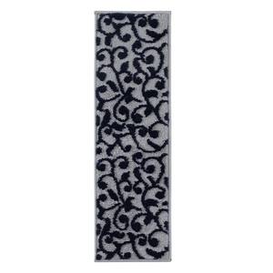 Leaves Collection Navy 9 in. x 28 in. Polypropylene Stair Tread Cover (Set of 15)