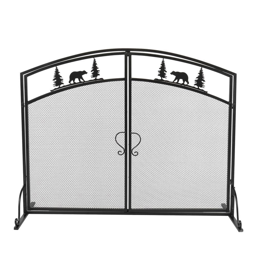 Winado Black SinglePanel with Doubledoor Fire Place Screen 571488625028 The Home Depot