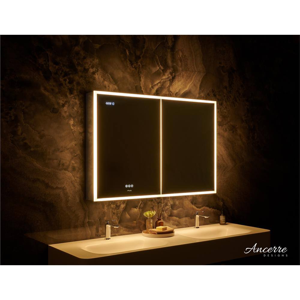 Pagani 48" Black LED Mirror Medicine Cabinet with Defogger and USB Outlet