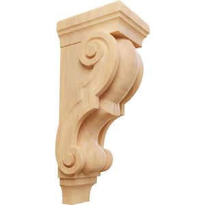7-1/2 in. x 6 in. x 18 in. Unfinished Wood Red Oak Extra Large Traditional Corbel