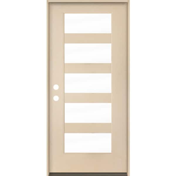 Krosswood Doors ASCEND Modern 36 in. x 80 in. 5-Lite Right-Hand/Inswing Clear Glass Unfinished Fiberglass Prehung Front Door