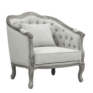 Samael Gray Linen and Gray Oak Finish Side Chair