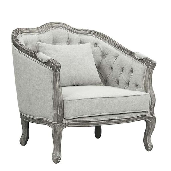 Acme Furniture Samael Gray Linen and Gray Oak Finish Side Chair