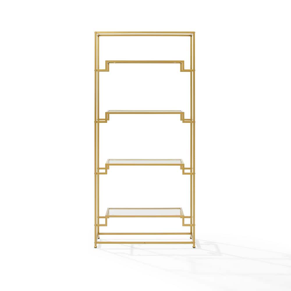 Elegant Brown Steel and Glass 77" Celeste Etagere Bookcase