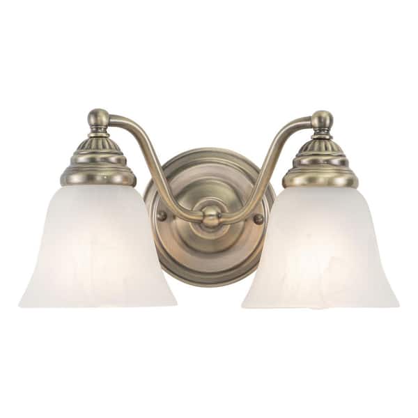 VAXCEL Standford 13 in. W 2 -Light Brass Bathroom Vanity -Light Fixture