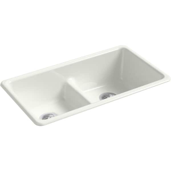 Iron/Tones Dune Cast Iron 33 in. Double Bowl Undermount or Drop-In Kitchen Sink