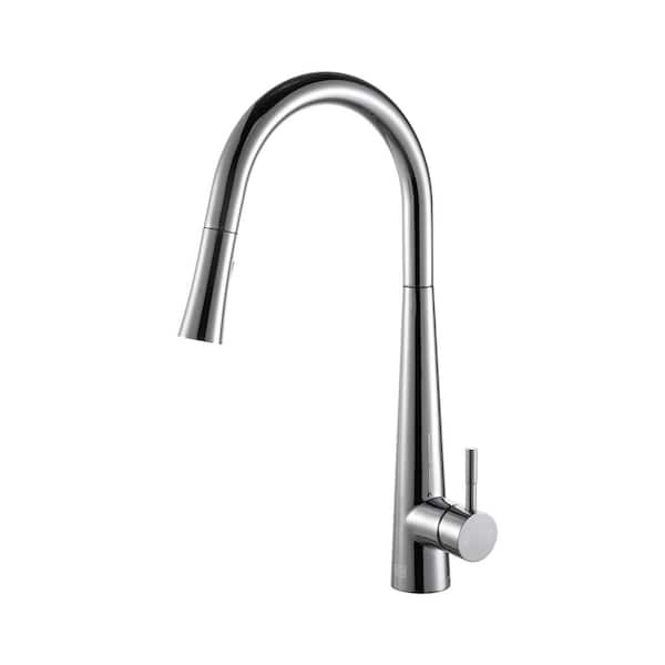 Unbranded Timeless Home Chrome 18 in. Single Handle Pull Down Sprayer Kitchen Faucet with 360 Degree Spout Swivel