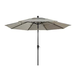 10 ft Aluminum Pole Patio Market Umbrella with Double Airvent in Beige