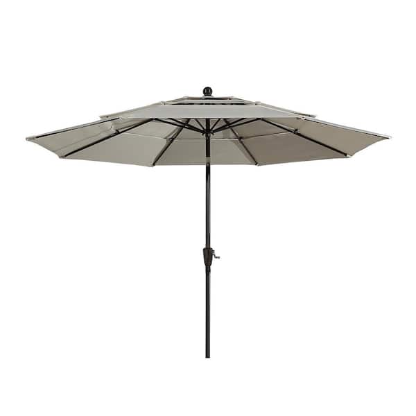 Kadehome 10 ft Aluminum Pole Patio Market Umbrella with Double Airvent in Beige