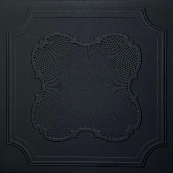 Coronado Black Matte 1.6 ft. x 1.6 ft. Decorative Foam Glue Up Ceiling Tile (21.6 sq. ft. /case)