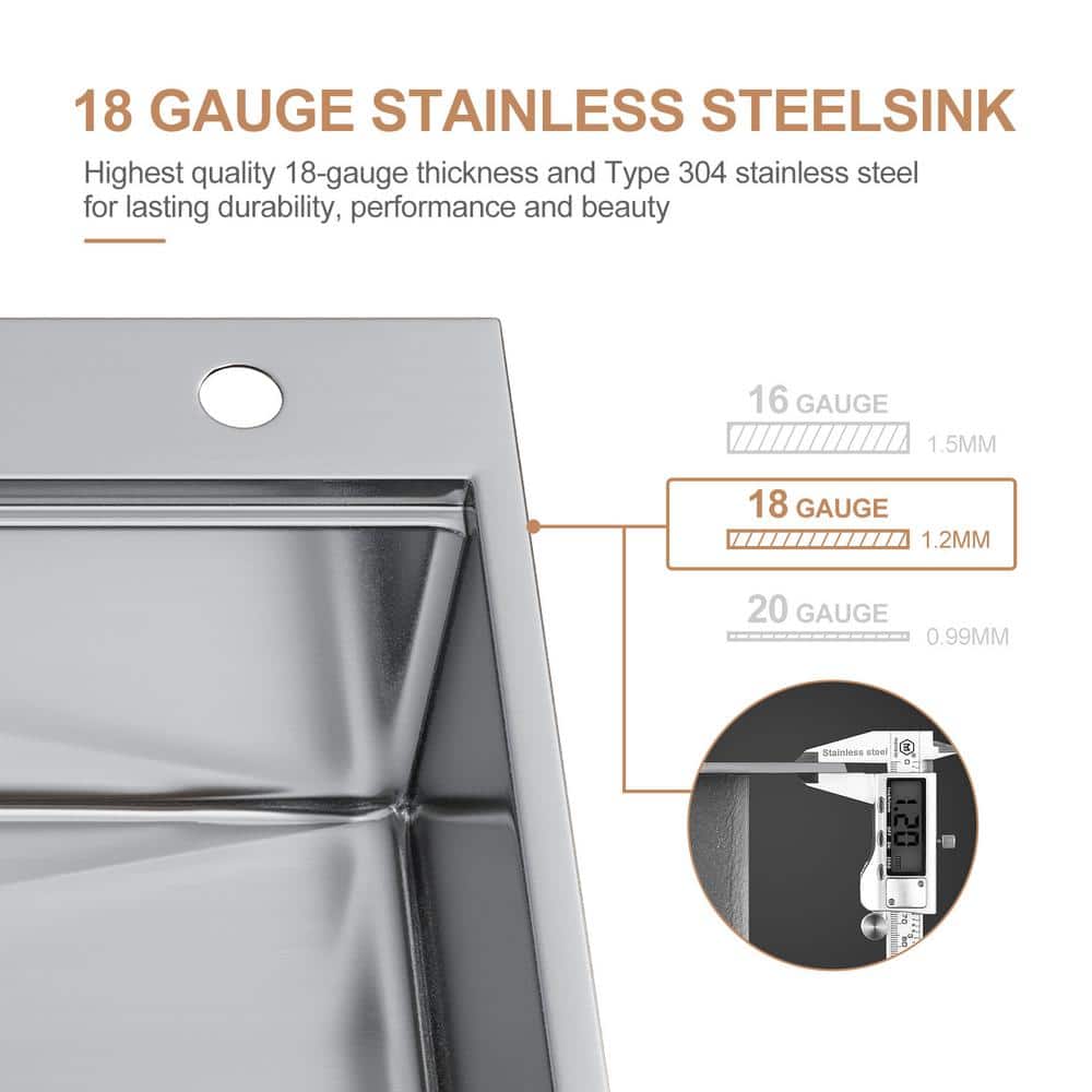 Gideon 33'' Stainless Steel Drop-In Kitchen Sink with Workstation