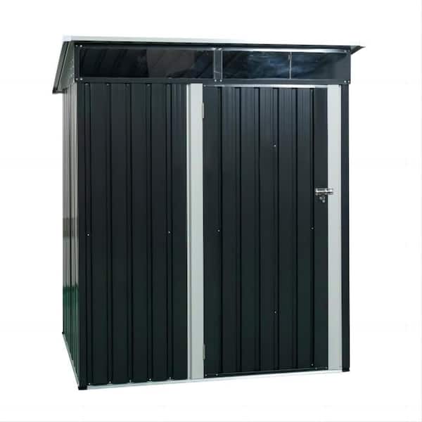 Clihome 5 ft. x 3 ft. Outdoor Black Metal Shed Storage (15 sq. ft.)