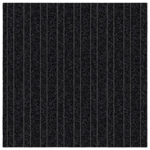 Roma Stripe Rib Black Residential 24 in. x 24 in. Peel and Stick Carpet Tile Square (60 sq. ft. )