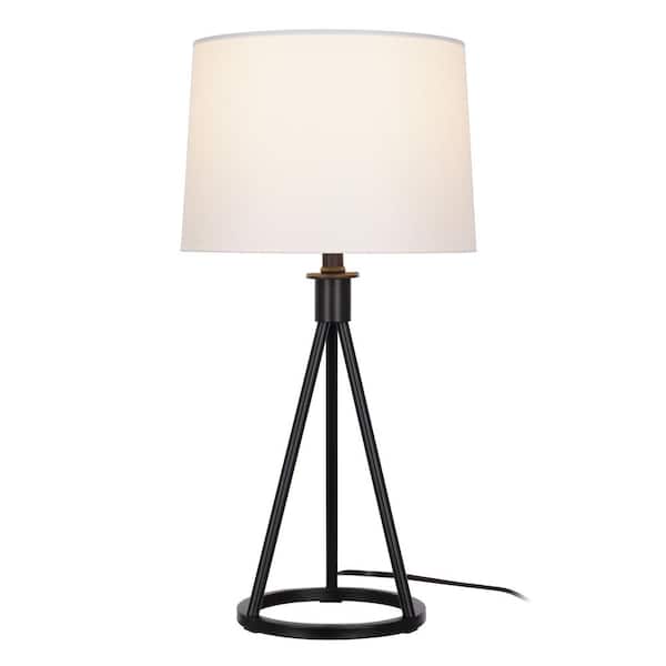 Higgins 23.75 in. Black Tripod Table Lamp with Round Base