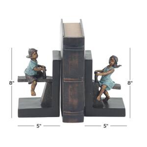Brown Polystone People Bookends with Swing Set (Set of 2)