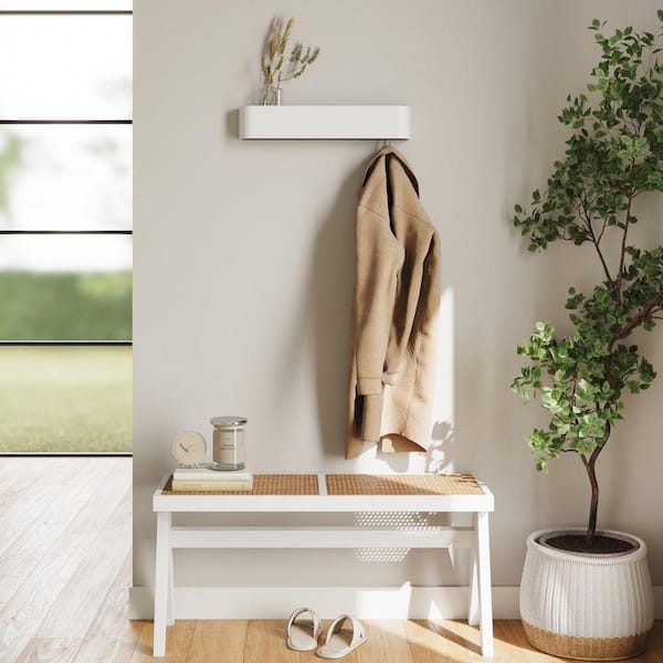 サイドバイサイド Coat Rack Gaston 棚 フック White Wall Coat Rack with Hidden Hooks TG-D6-03267 - The Home Depot