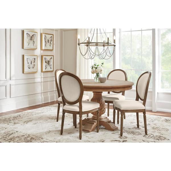 Home Decorators Collection Ellington Haze Wood Upholstered Dining Chair With Rounded Back Ivory Seat Set Of 2 19 In W X 38 In H Pjc685 297004 The Home Depot