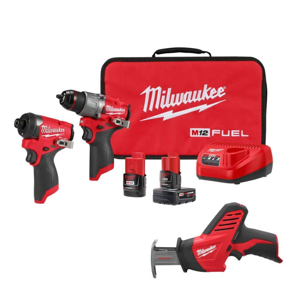 M12 FUEL 12-Volt Li-Ion Brushless Cordless Hammer Drill and Impact Driver Combo Kit (2-Tool) with M12 HACKZALL -  Milwaukee, 3497-22-2420