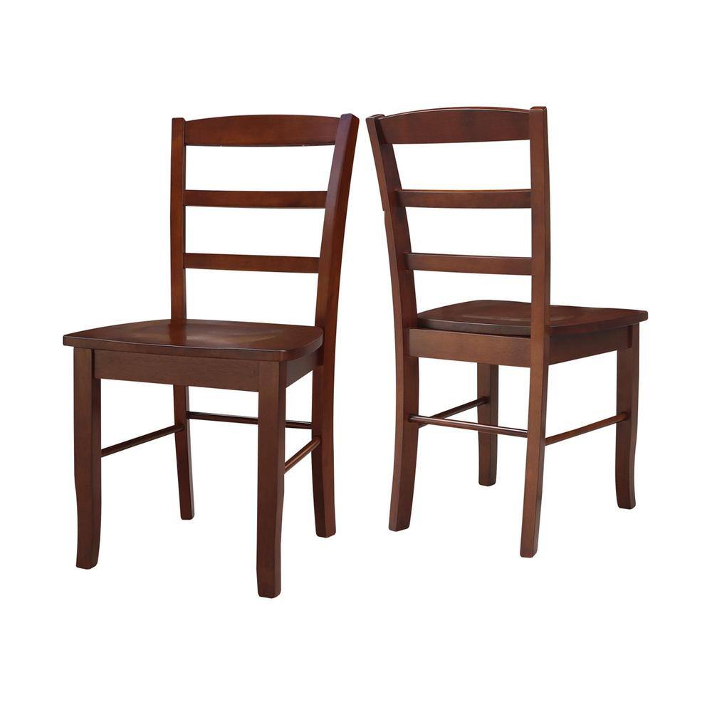 Espresso High Slat Solid Wood Ladderback Side Chair Set