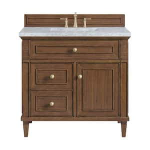 Lorelai 36.0 in. W x 23.5 in. D x 34.06 in. H Bathroom Vanity in Mid-Century Walnut with Carrara White Marble Top