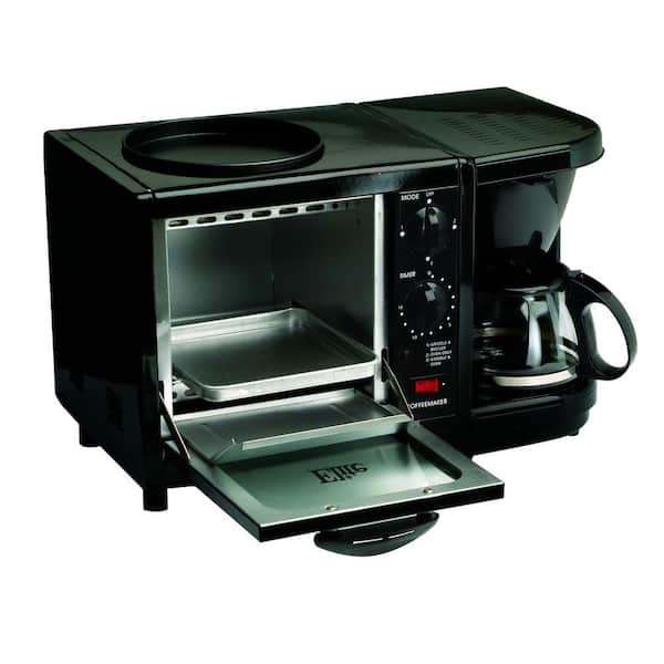 Elite Breakfast Center 1150 W 4-Slice Black Toaster Oven