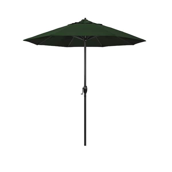 California Umbrella 7.5 ft. Black Aluminum Market Patio Umbrella Auto Tilt in Hunter Green Pacifica