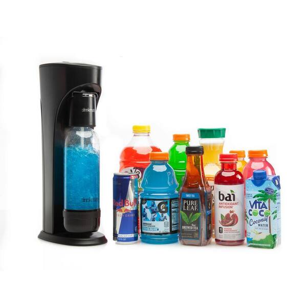 DrinkMate Matte Black Sparkling Water, Soda Maker CO2 Bundle, 4