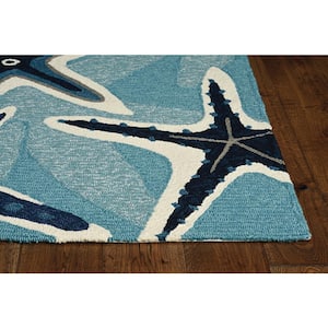 Mira Blue 7 ft. x 10 ft. Star Nautical Hand-Made Area Rug