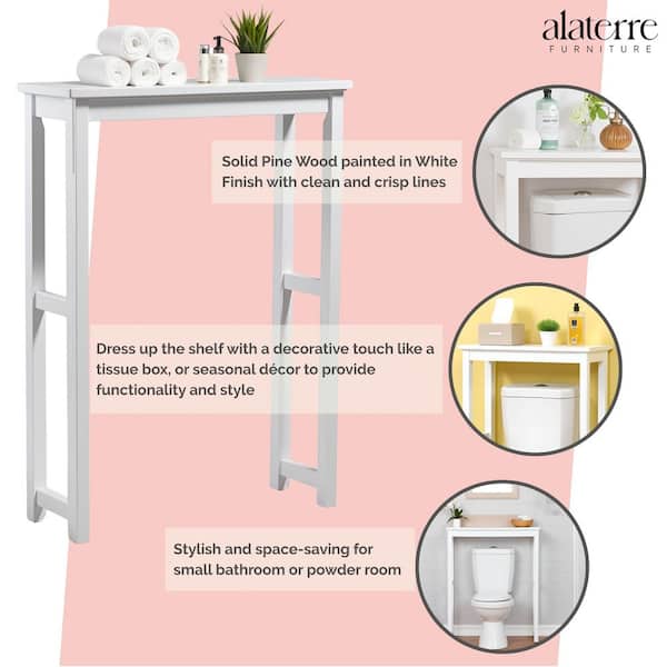 Dorset 27 in. W Toilet Base Storage Shelf in White