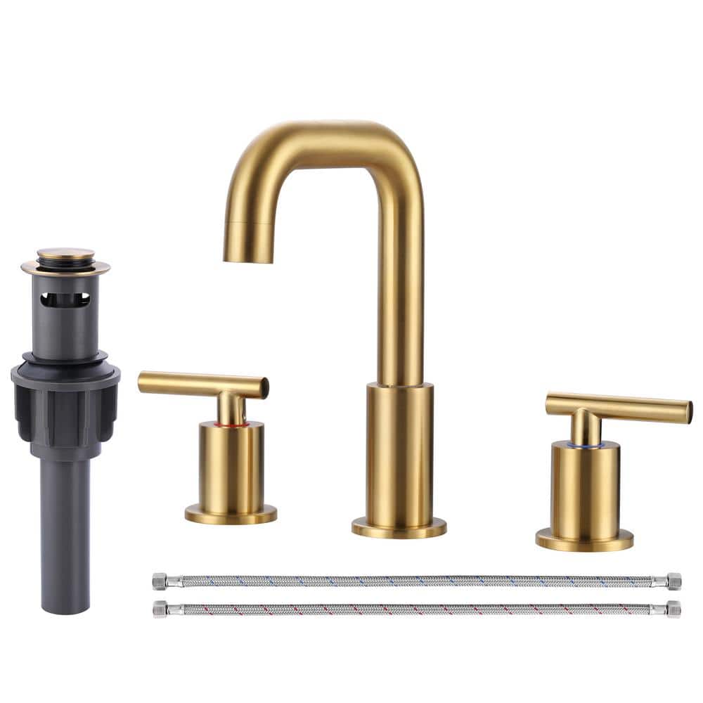 Brushed Gold Stainless Steel Double Handle Bathroom Faucet