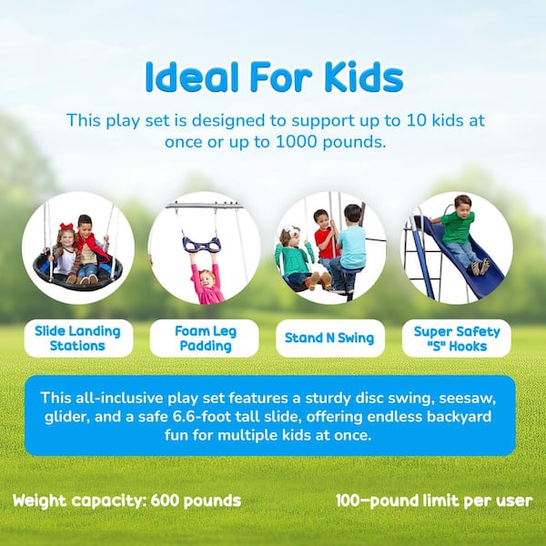 XDP Recreation Fun All Mighty Swing Set w/See Saw, Super Disc