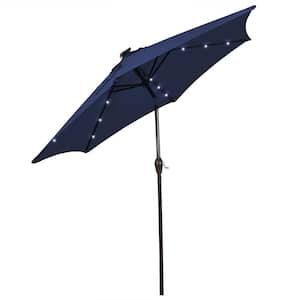 10 ft. Market Solar Tilt Patio Umbrella in Navy with Crank Outdoor Orange New Patio