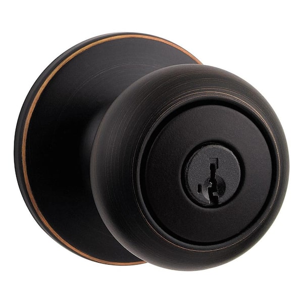 Kwikset Cove Venetian Bronze Entry Door Knob Featuring SmartKey Security