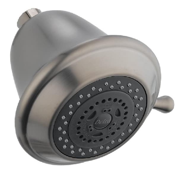 Delta 3-Spray Patterns 1.75 GPM 4.88 in. Wall Mount Fixed Showerhead in Stainless