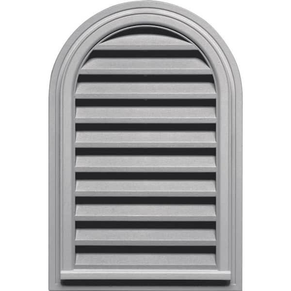 Builders Edge 22 in. x 32 in. Round Top Plastic Built-in Screen Gable Louver Vent #016 Gray