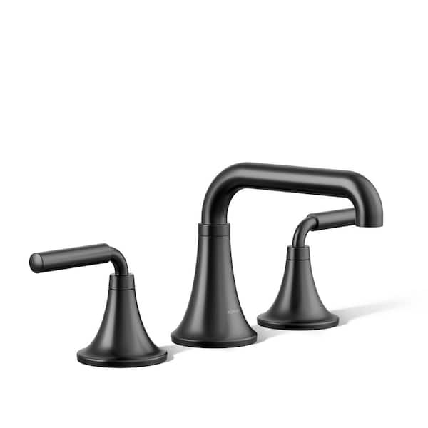 KOHLER Tone 8 in. Widespread Double Handle 0.5 GPM Bathroom Faucet in Matte Black
