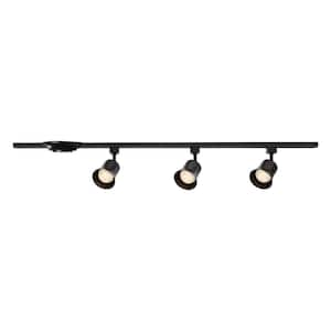 Black Integrated LED Ceiling Mount Linear Track Step Head Flared 3-Light