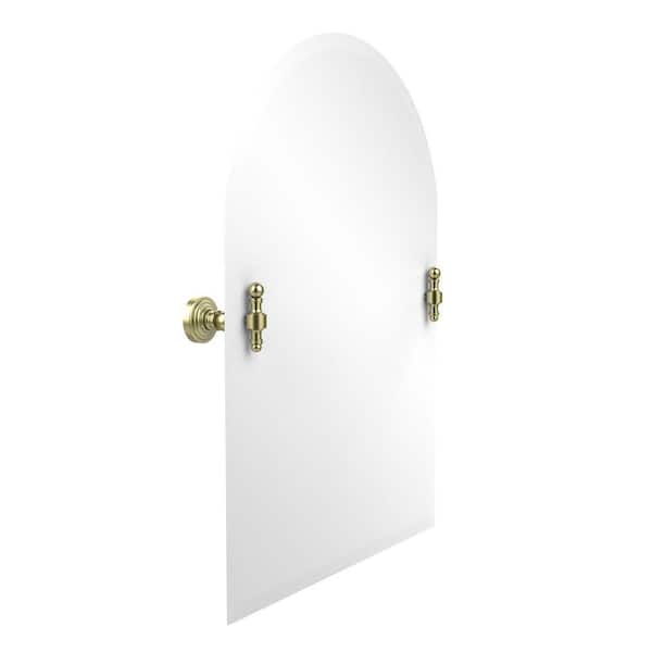 Allied Brass Retro-Wave Collection 21 in. x 29 in. Frameless Arched Top Single Tilt Mirror with Beveled Edge in Satin Brass