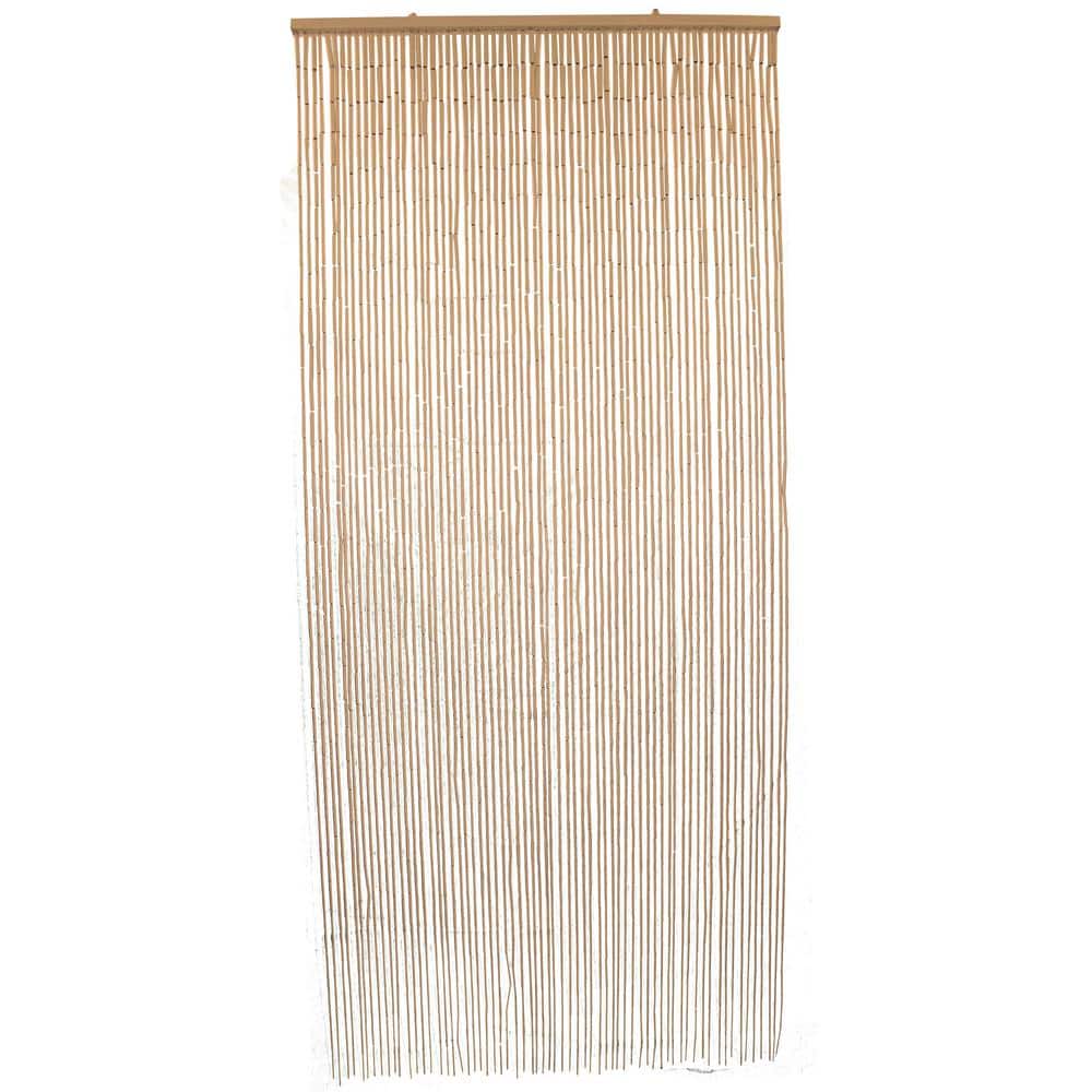 Beaded Natural Bamboo Curtain Door 65 Strings 35 5 In W X 78 8 L Wall Mounted Light Filtering Sheer 1 Panel 5500404 The