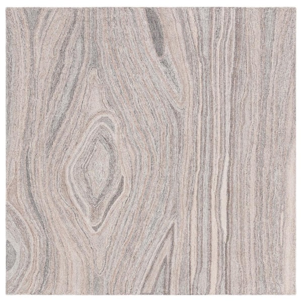 SAFAVIEH Abstract Beige/Gray 6 ft. x 6 ft. Abstract Striped Square Area Rug