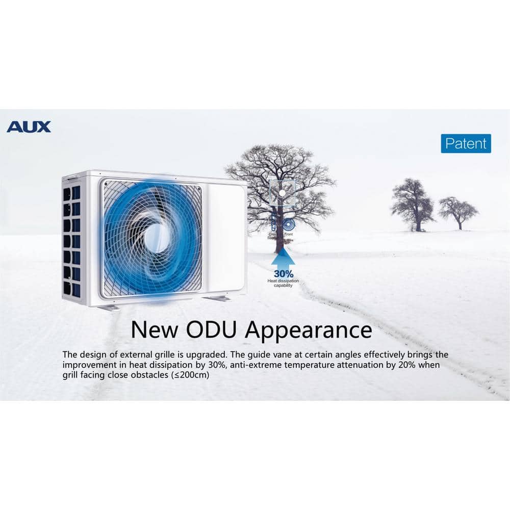 AUX 12000 BTU White Wall Mount Mini Split Air Conditioner with Heat Pump