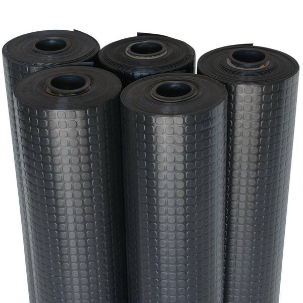 Rubber-Cal Diamond-Grip Resilient Flooring Mat - 2mm x 4ft x 9ft Rubber Flooring Rolls - Black