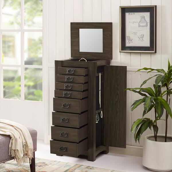 Powell Company Wagner Jewelry Armoire Grey Hd1179j19g Powell Company Wagner Jewelry Armoire, Wagner Free Standing Jewelry Armoire With Mirror